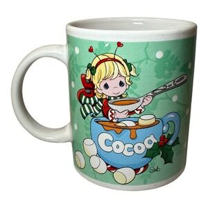 Precious Moments Christmas Cocoa Coffee Mug 2011 Holiday Girl Green